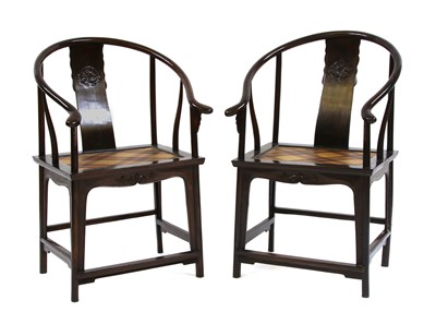 Lot 302 - A pair of 18th century Chinese tub chairs