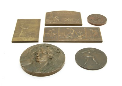 Lot 84 - Six French bronze plaques, some dated