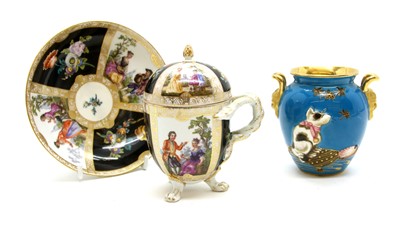 Lot 156 - A Dresden chocolate cup and saucer