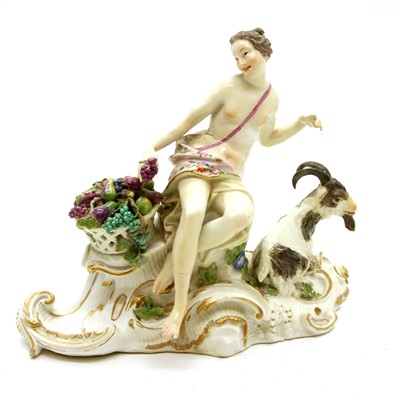 Lot 158 - A Meissen porcelain figure of a maiden and a goat