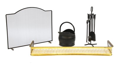 Lot 382 - A collection of five tools to include a coal bucket