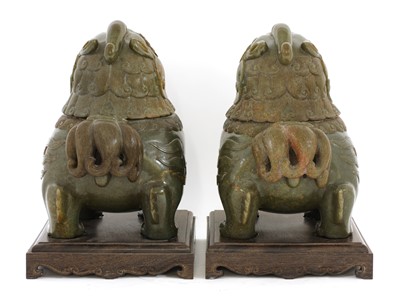 Lot 180 - A pair of Chinese hardstone incense burners