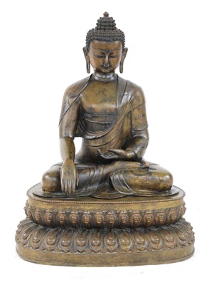 Lot 384 - A Chinese bronze shakyamuni Buddha