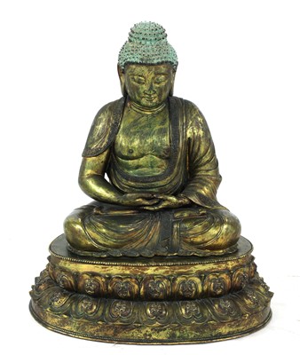 Lot 637 - A Chinese bronze shakyamuni Buddha