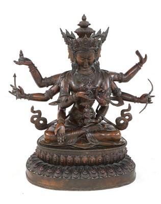 Lot 364 - A Chinese bronze bodhisattva, Manjushri