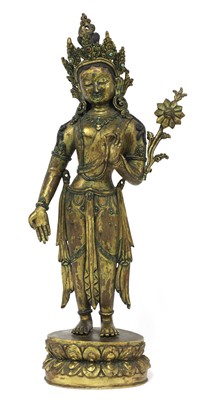 Lot 392 - A Chinese bronze bodhisattva