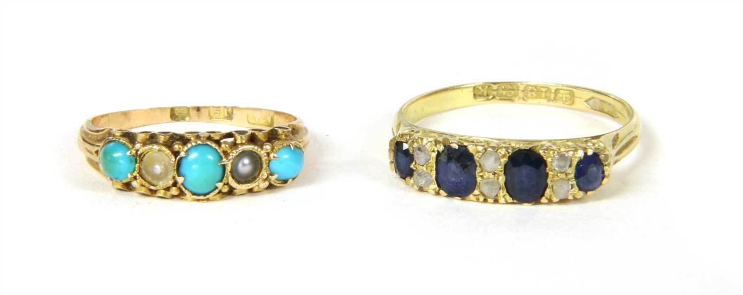 Lot 21 - An Edwardian 18ct gold sapphire and diamond carved head ring