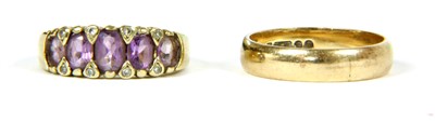 Lot 130 - A 9ct gold amethyst and diamond ring