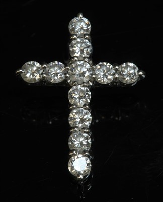 Lot 465 - An 18ct white gold diamond set Latin cross