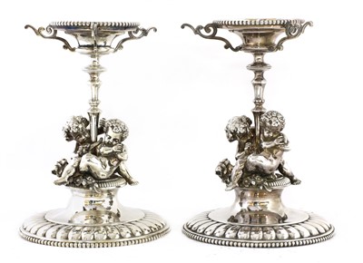 Lot 36 - A pair of Victorian silver-plated and glass tazzas