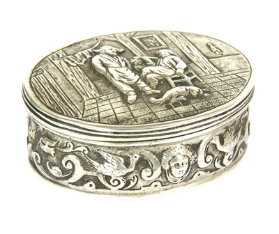 Lot 267 - A German hallmarked silver oval snuff box