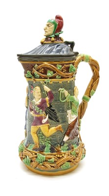 Lot 516 - A Minton majolica Jester tower jug