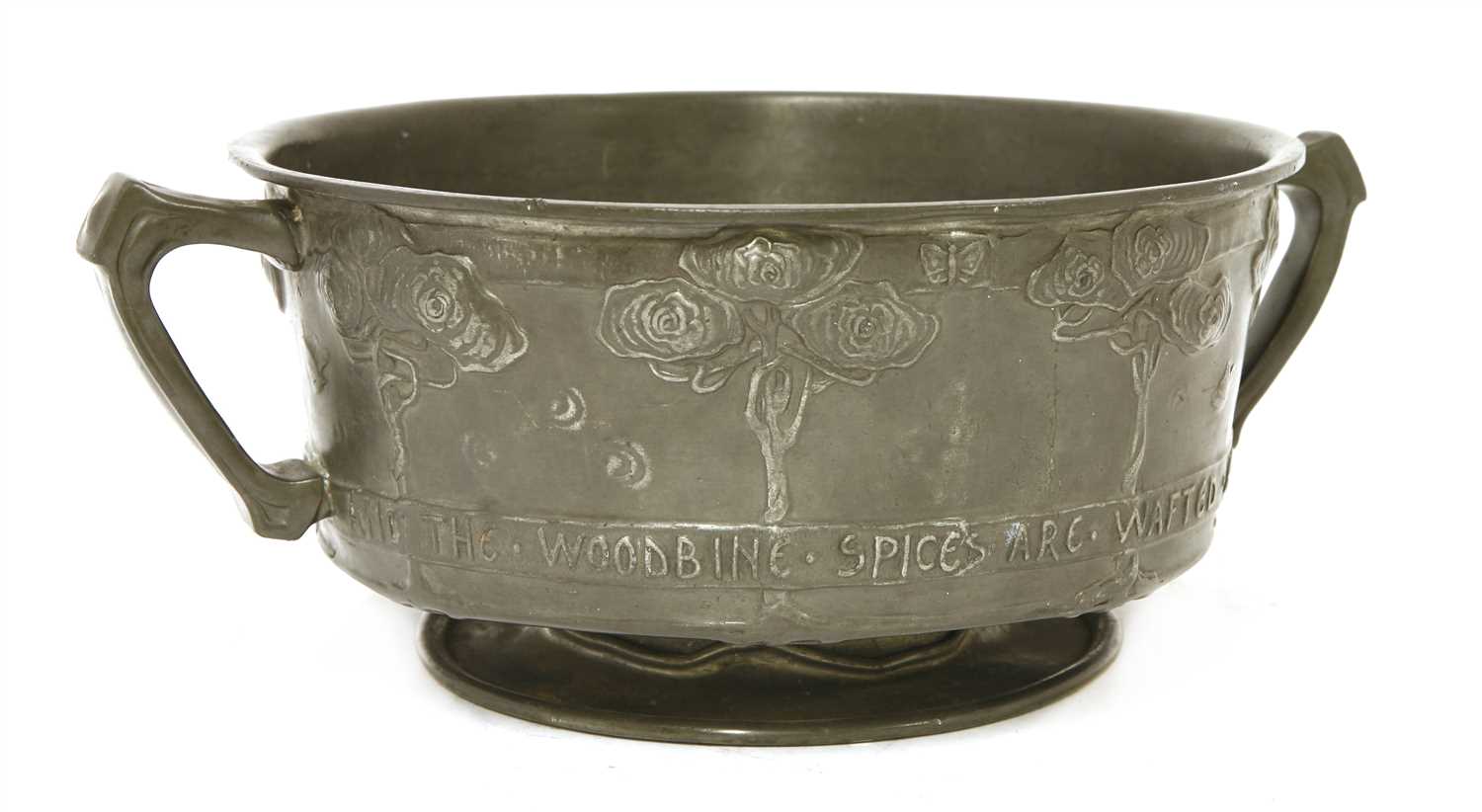 Lot 26 - A Tudric pewter twin-handled bowl