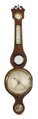 Lot 528A - A George III mahogany and boxwood strung five dial barometer