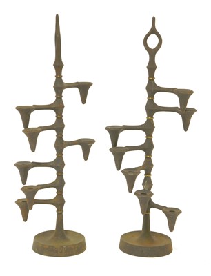 Lot 394 - A pair of cast iron candle trees