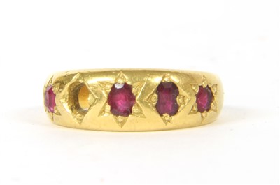 Lot 56 - A five stone ruby ring