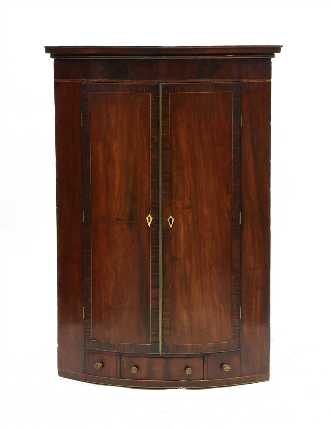 Lot 1681 - A George III inlaid mahogany bow front