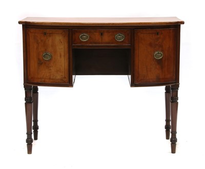 Lot 1745 - A small Georgian inlaid mahogany bowfront sideboard