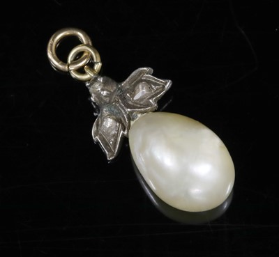 Lot 170 - A Georgian natural pearl and diamond pendant