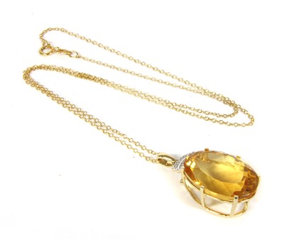 Lot 154 - A 9ct gold citrine and diamond necklace