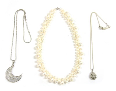 Lot 132A - A sterling silver diamond necklace