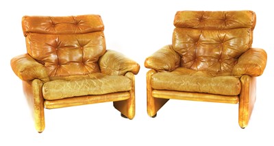 Lot 343 - A pair of tan leather 'Coronado' armchairs