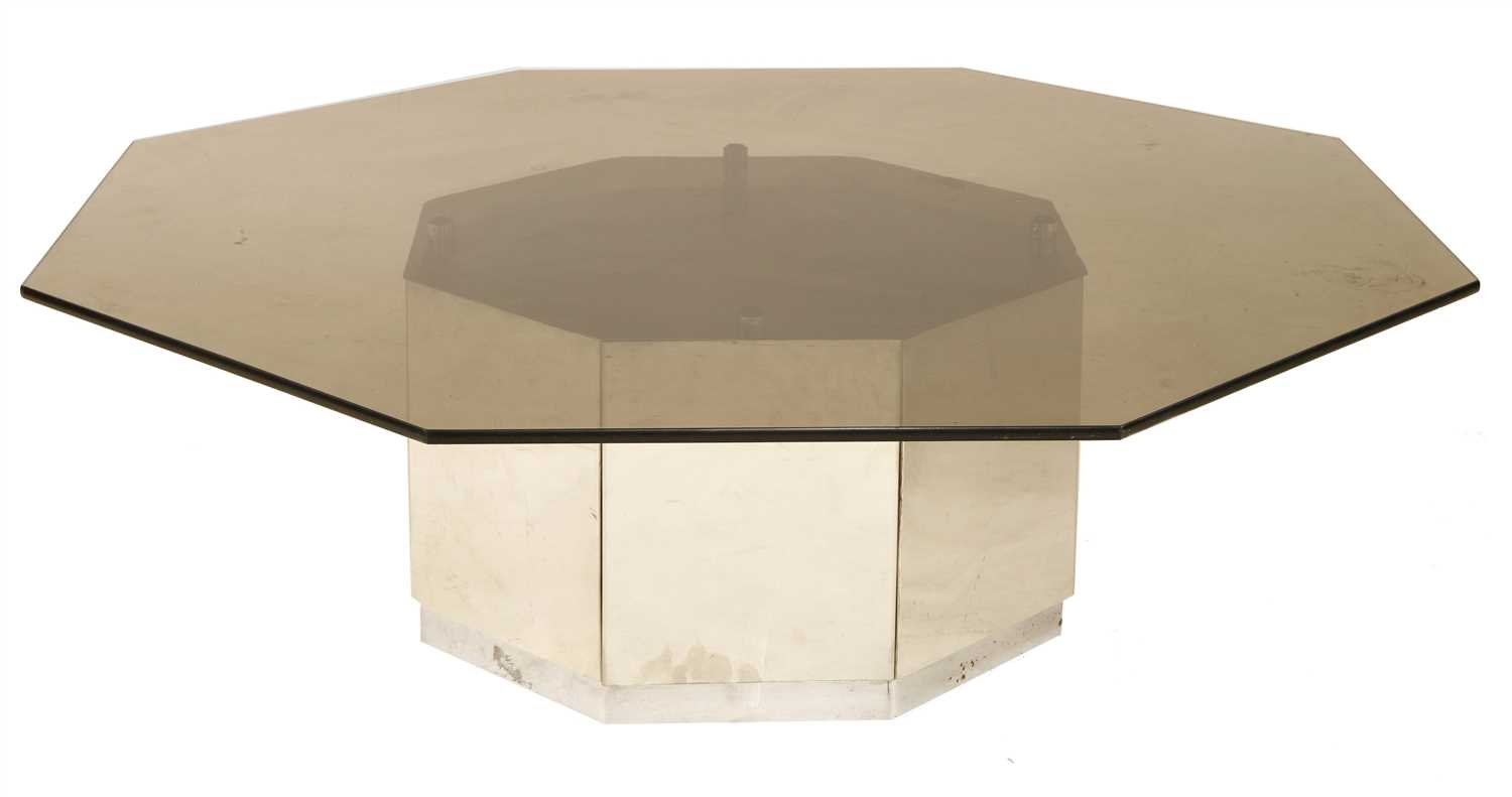 Octagon glass store coffee table