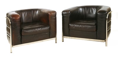 Lot 402 - A pair of leather club chairs