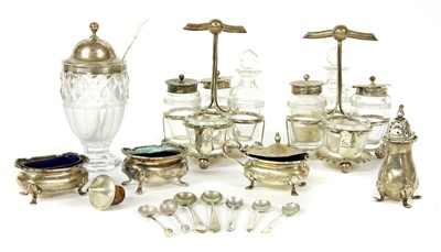 Lot 355 - A pair of silver four-piece cruet sets