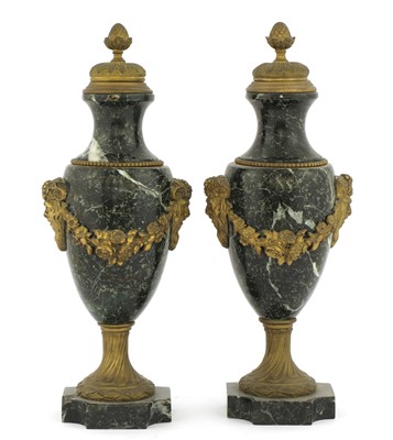 Lot 229 - A pair of marble and gilt bronze urn vases