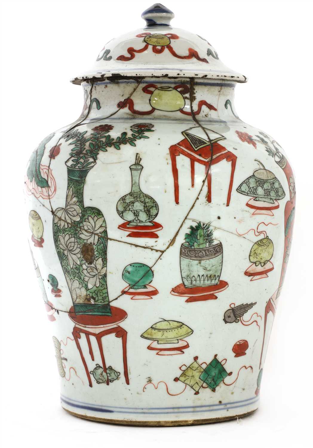 Lot 388 - A Chinese famille verte jar and cover