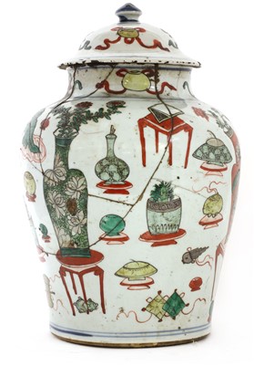 Lot 388 - A Chinese famille verte jar and cover