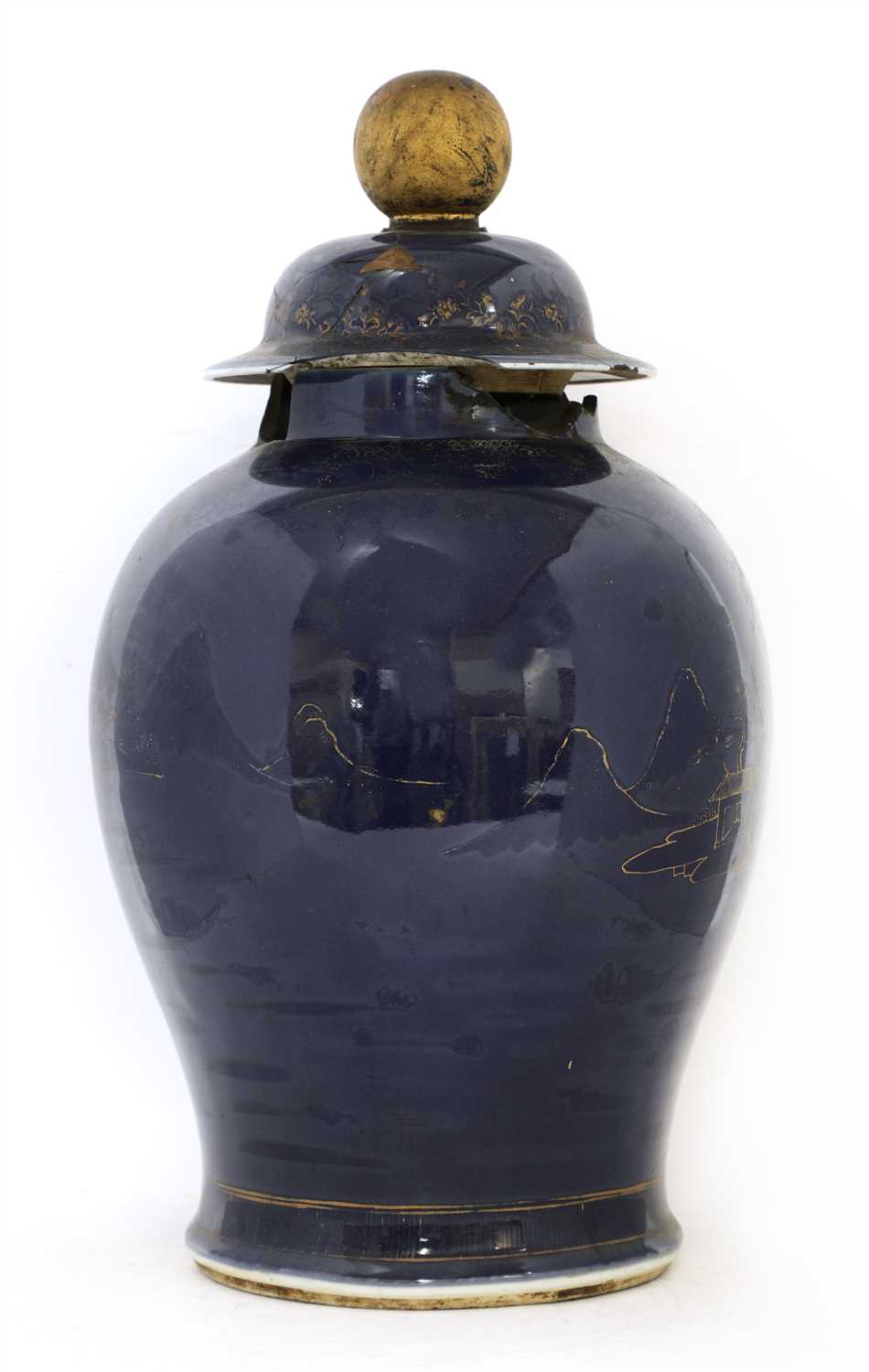 Lot 399 - A Chinese blue jar and cover