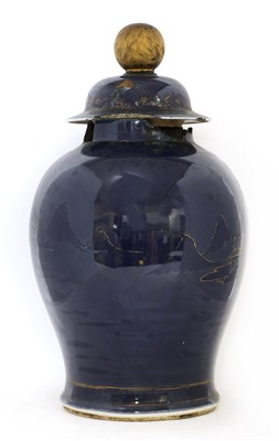 Lot 399 - A Chinese blue jar and cover