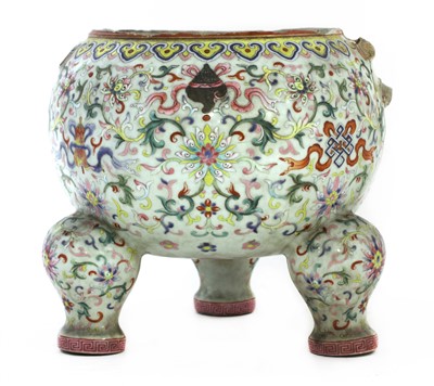 Lot 86 - A Chinese famille rose tripod censer
