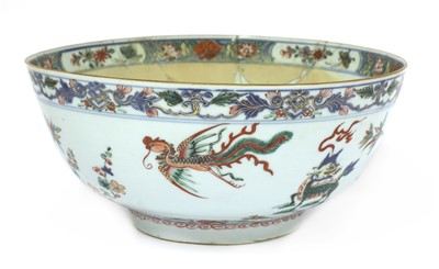 Lot 413 - A Chinese famille verte punch bowl