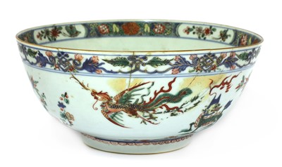Lot 413 - A Chinese famille verte punch bowl