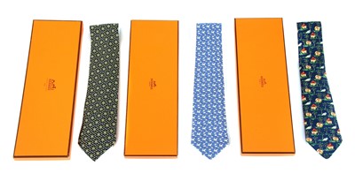 Lot 250 - Three Hermes silk ties