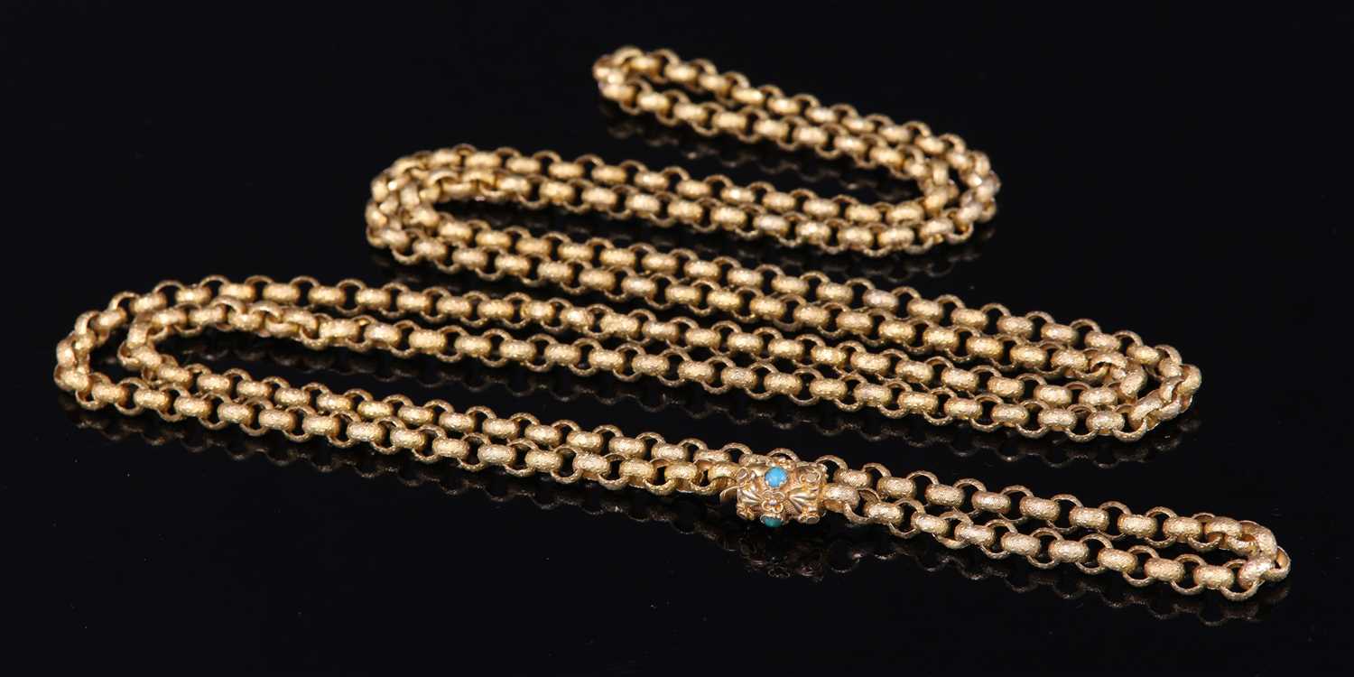 Lot 1 - A late Georgian or Regency gold long chain