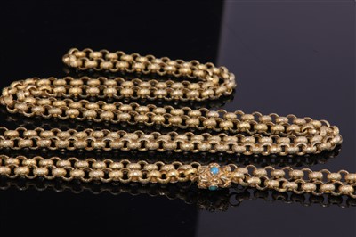 Lot 1 - A late Georgian or Regency gold long chain