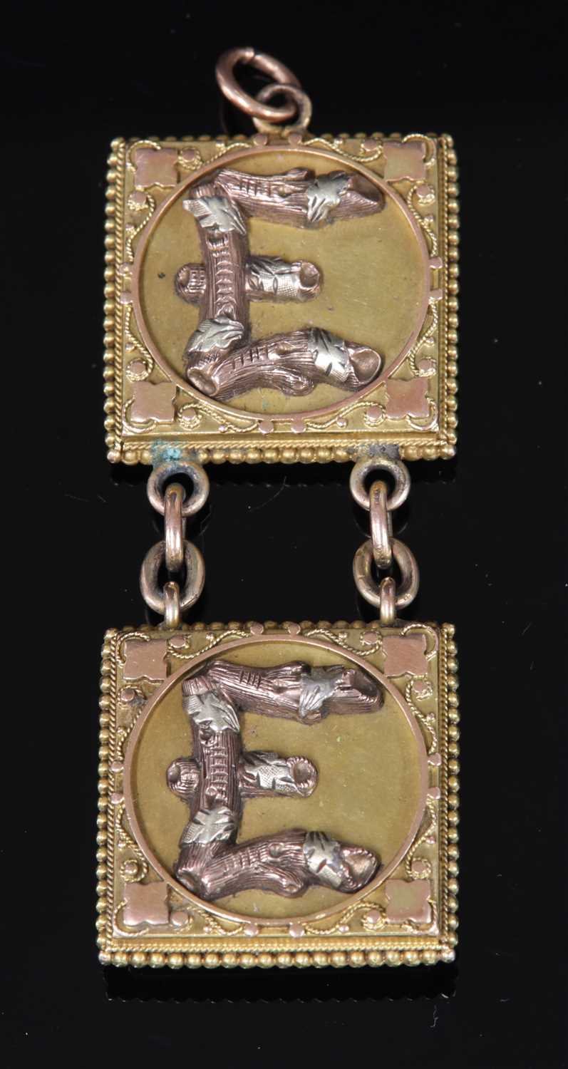 Lot 124 - A late Victorian Aesthetic Movement gold and silver photograph fob or pendant
