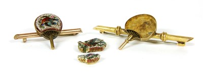 Lot 6 - Two micro mosaic fan brooches