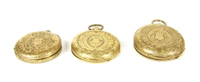 Lot 98 - Three open faced fob watch cases