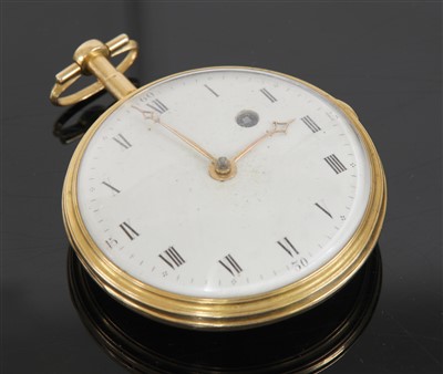 Lot 570 - A gold key wound open faced pocket watch