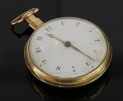 Lot 572 - An 18ct gold key wound open faced pocket watch