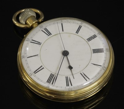 Lot 582 - An 18ct gold top wind open-faced pocket watch