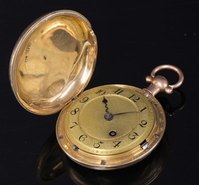 Lot 568 - An 18ct gold key wound hunter pocket watch