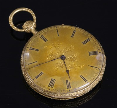 Lot 571 - A gold key wound open faced Repeater pocket watch Lepine a Cylindre Quatre Joyaux