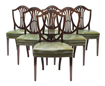 Lot 958 - A set of six George III(?) mahogany single dining chairs