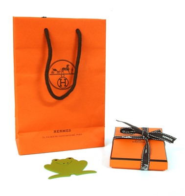 Lot 223 - A Hermes Pikabook green leather frog